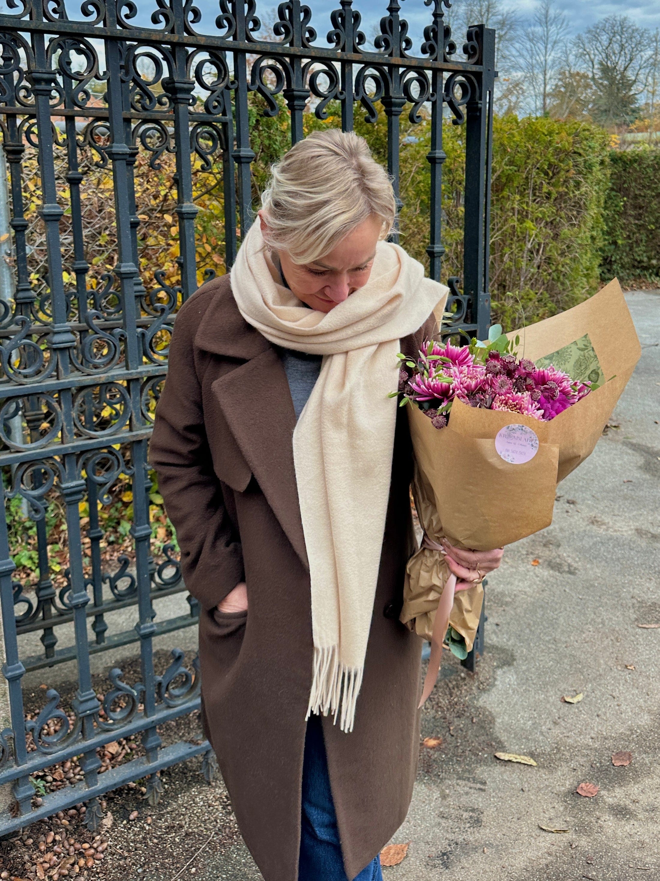 Sjal i 100% Cashmere - Creme Tørklæder og sjaler Uldplaiden