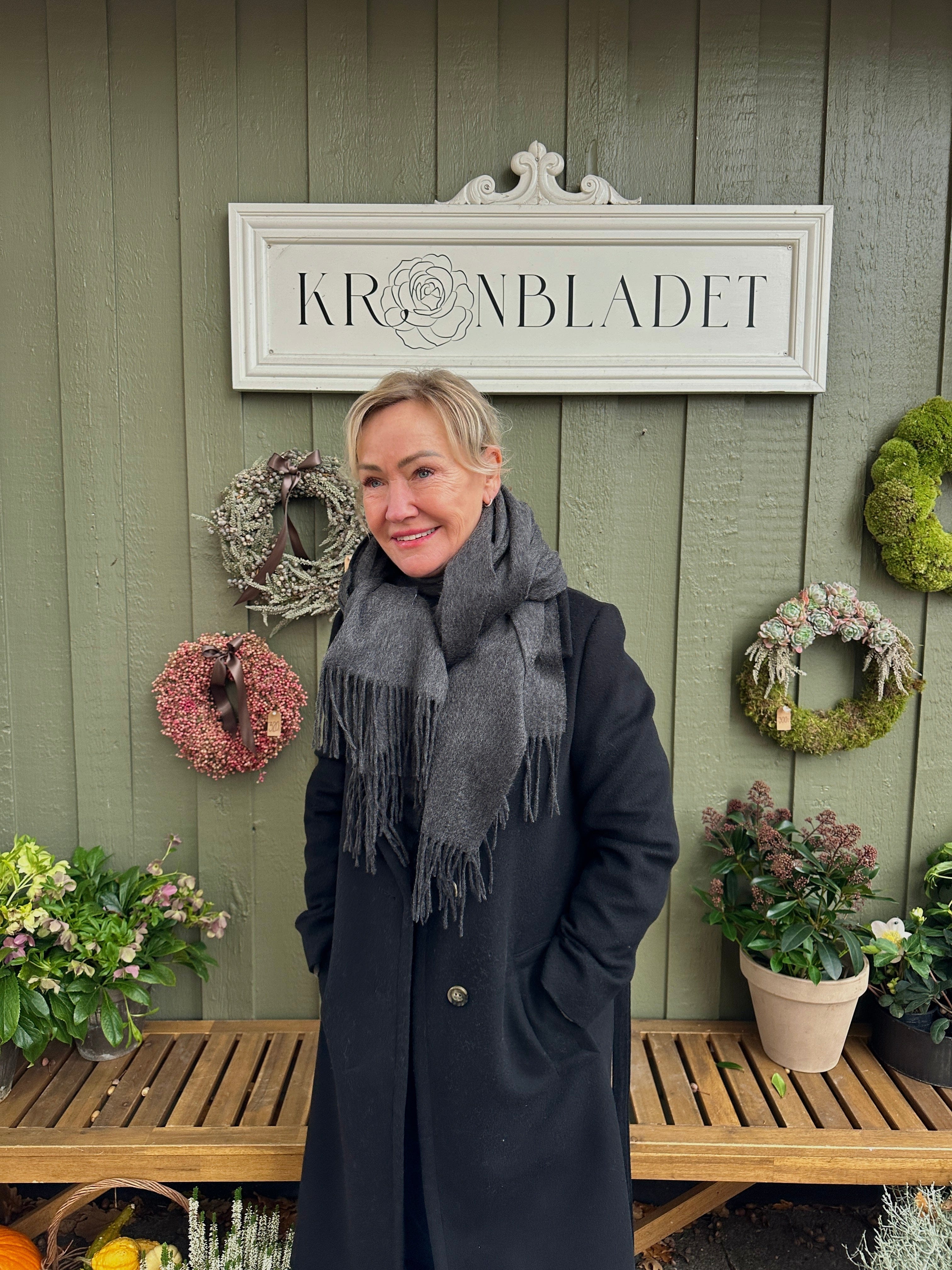 Sjal i 100% Cashmere - Mørkegrå Tørklæder og sjaler Uldplaiden