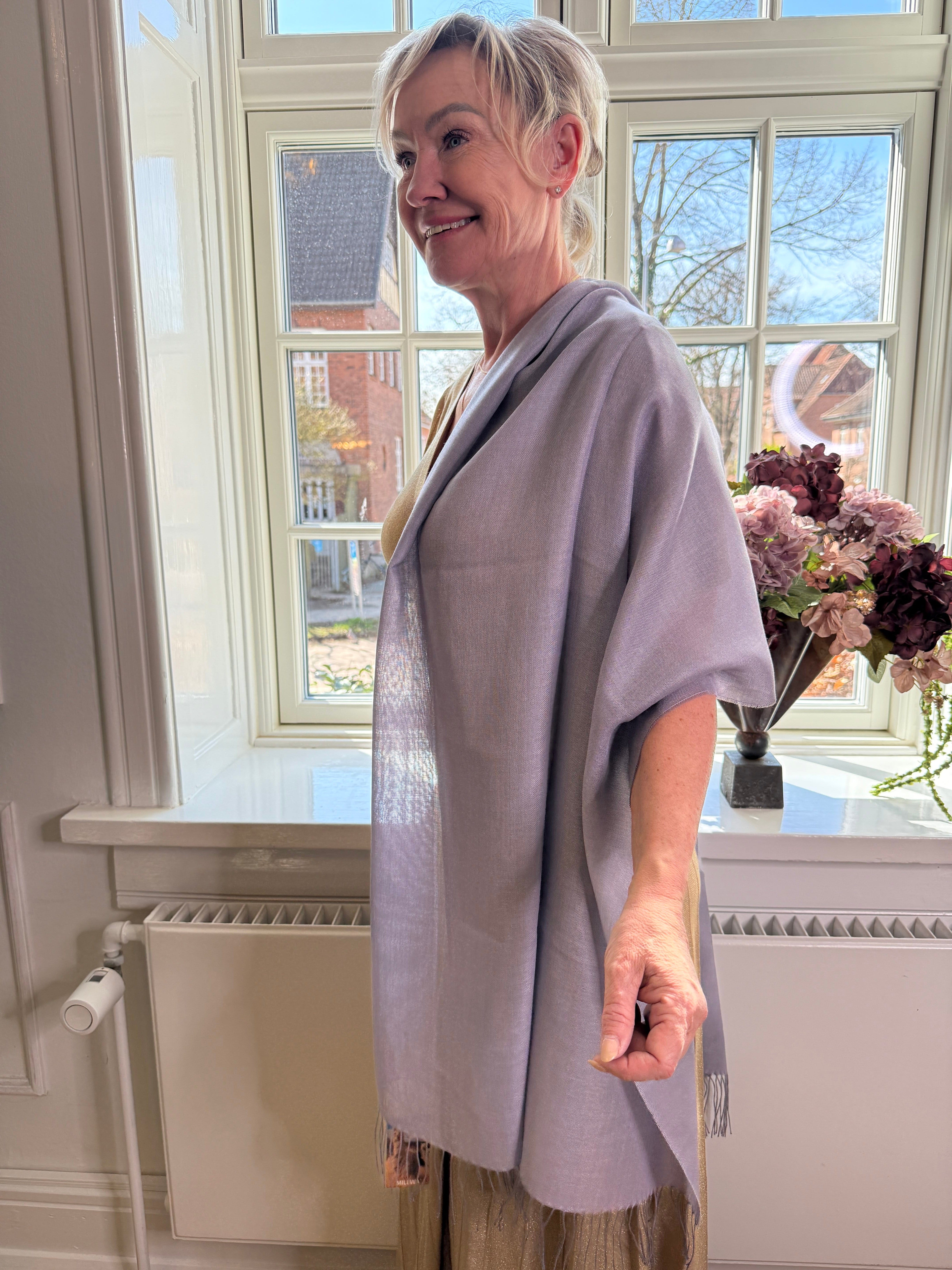 Sjal i 70% baby alpaca uld og 30% silke - lilla Tørklæder og sjaler Uldplaiden