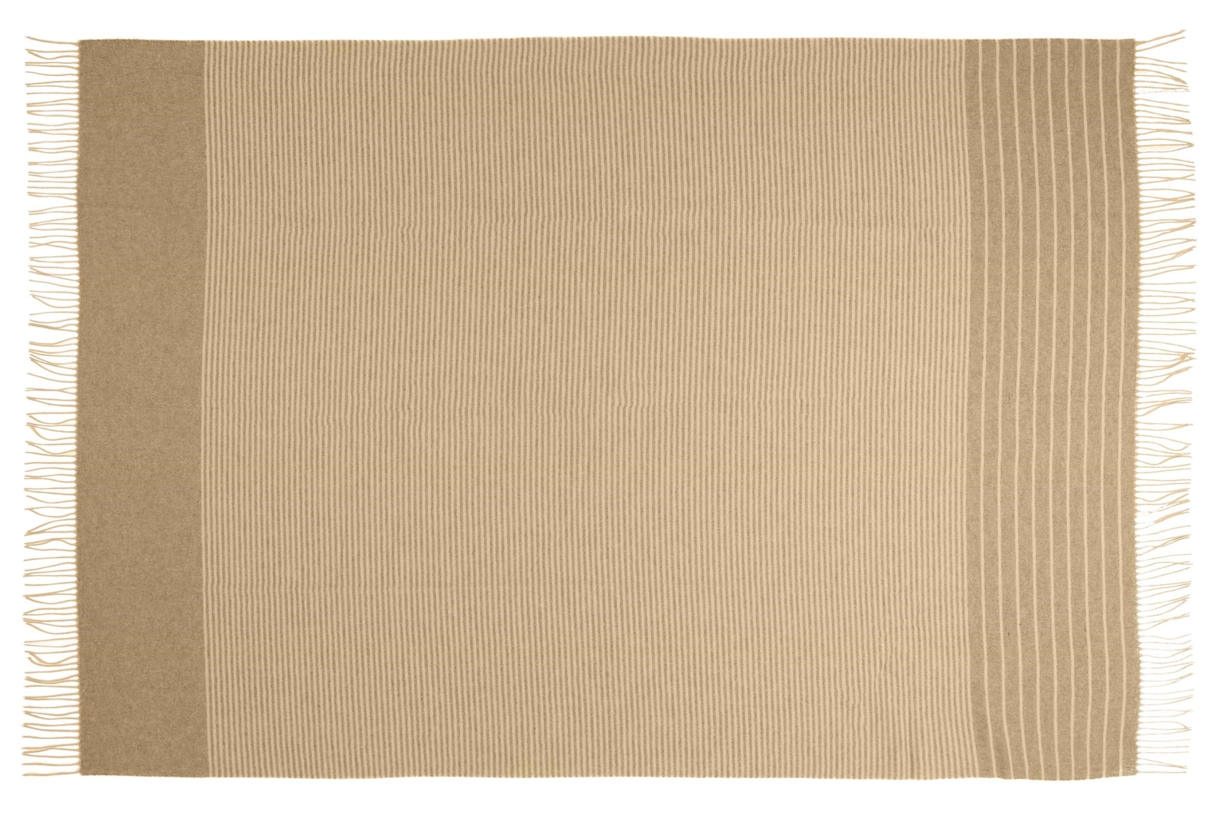 Plaid i 20% Merinould - Brun m. Off White Striber (140x200 cm) Uldplaid Uldplaiden
