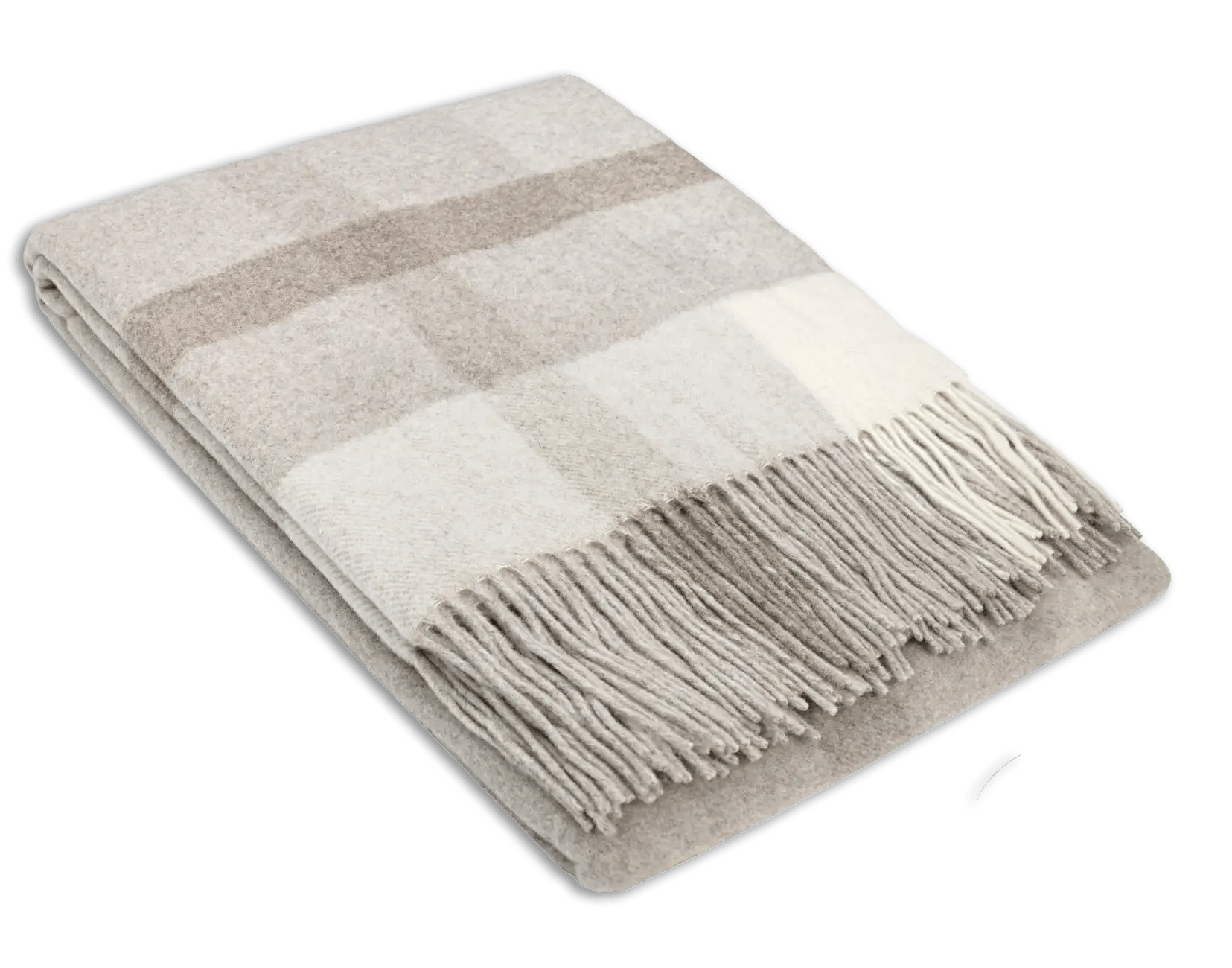 Uldplaid i 10% Cashmere - Beige off.white tern (140x200 cm) Uldplaid Uldplaiden