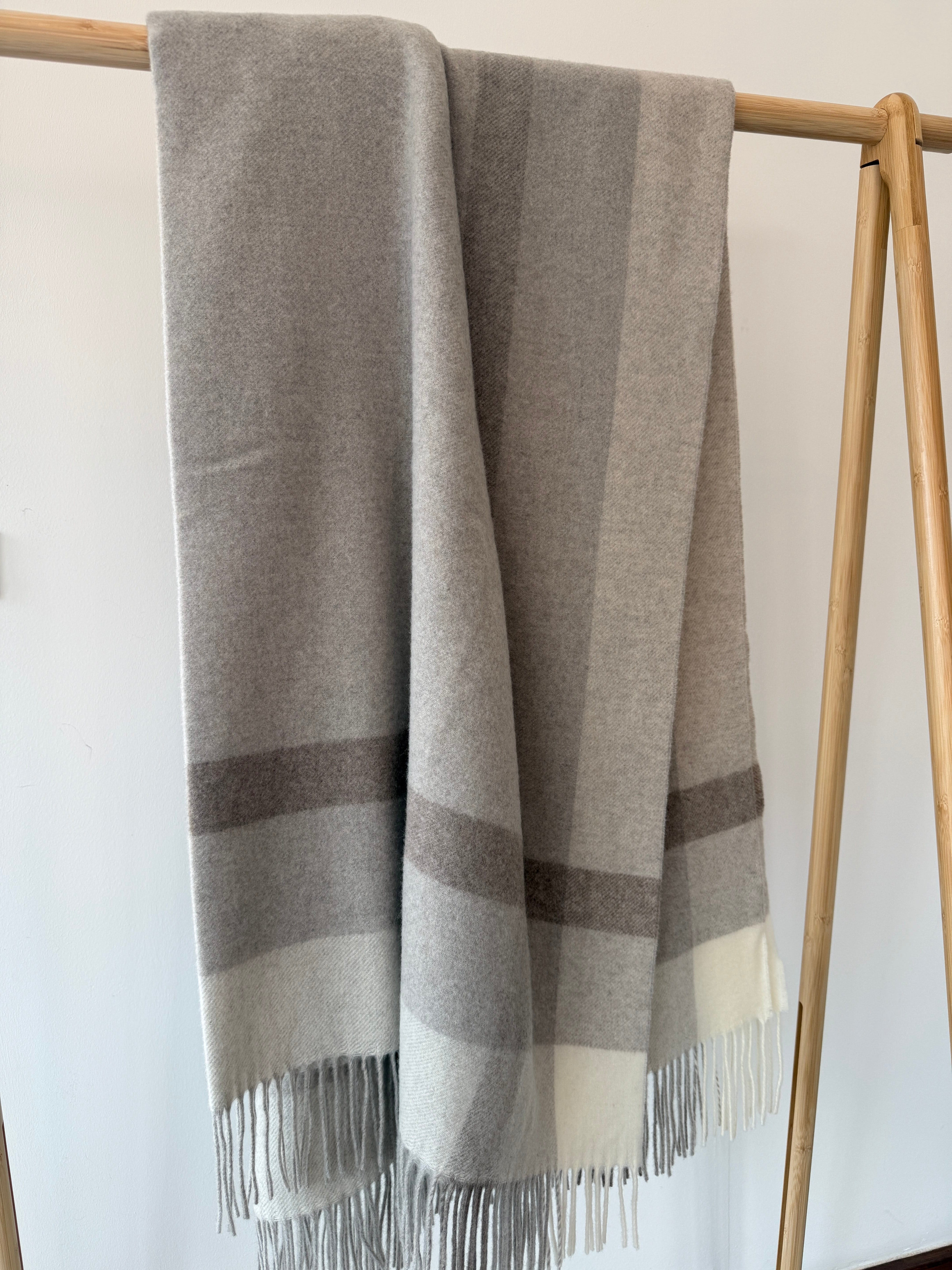Uldplaid i 10% Cashmere - Flerfarvet Beige Uldplaid Uldplaiden