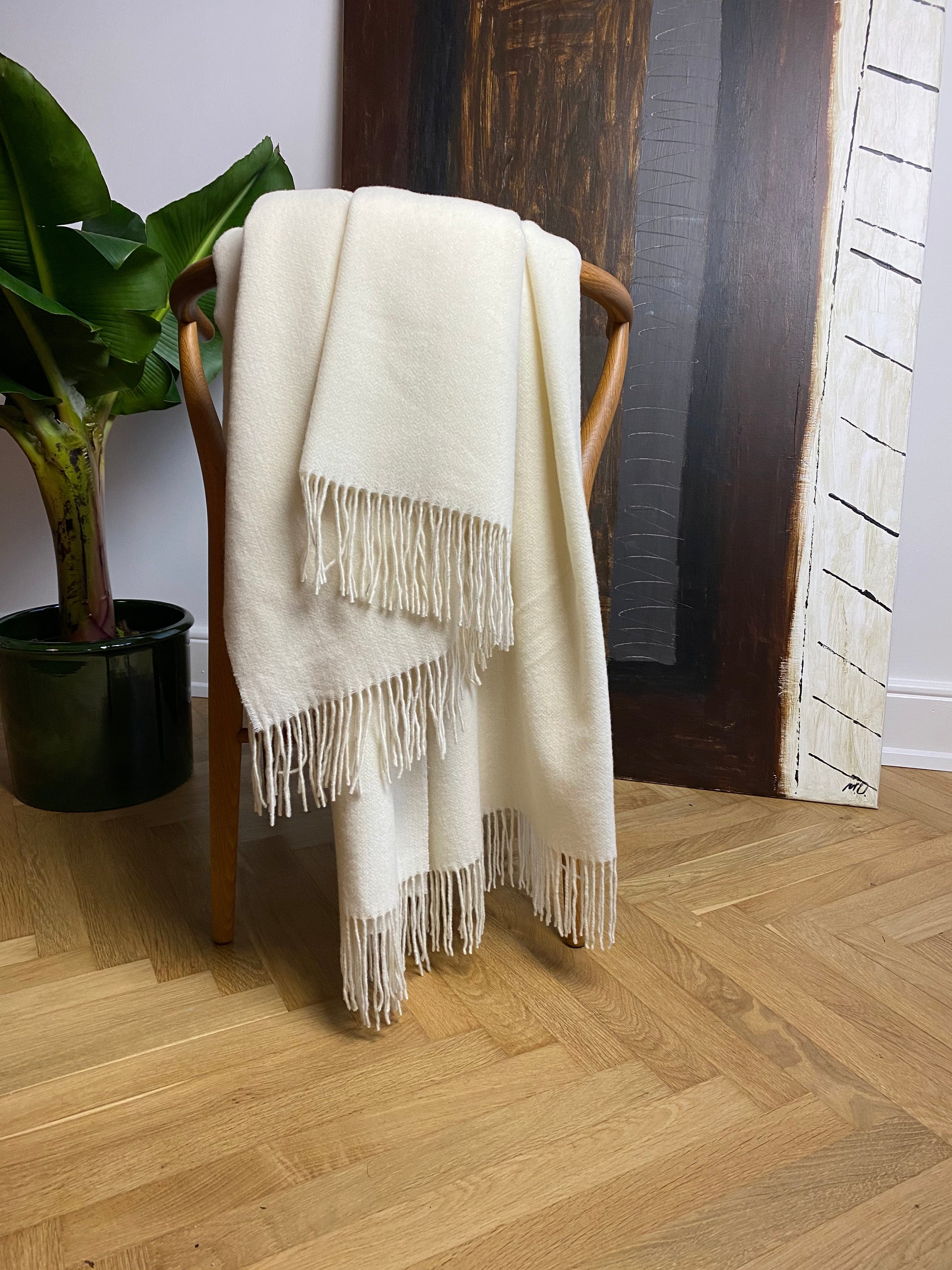 Uldplaid i 10% Cashmere - Off White (140x200 cm) Uldplaid Uldplaiden