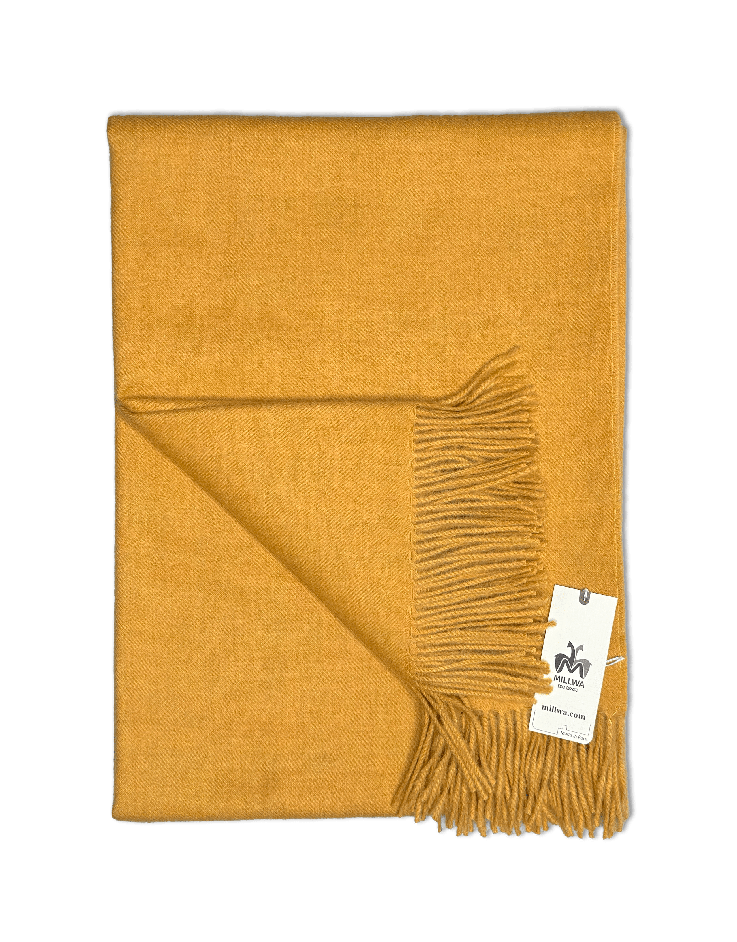 Uldplaid i 100% baby alpaca uld - Mustard gul melange(130x180 cm) Uldplaid Uldplaiden