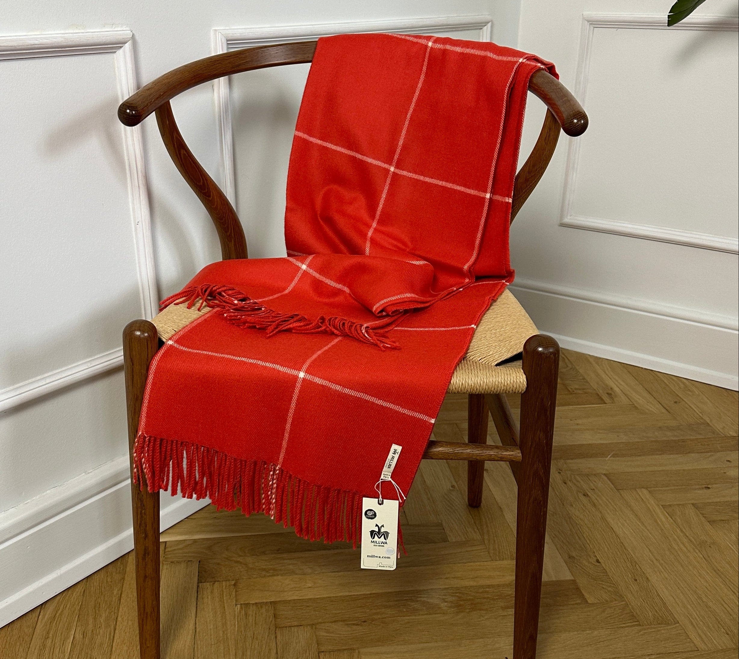 Uldplaid i 100% baby alpaca uld - Orange (130x180 cm) Uldplaid Uldplaiden
