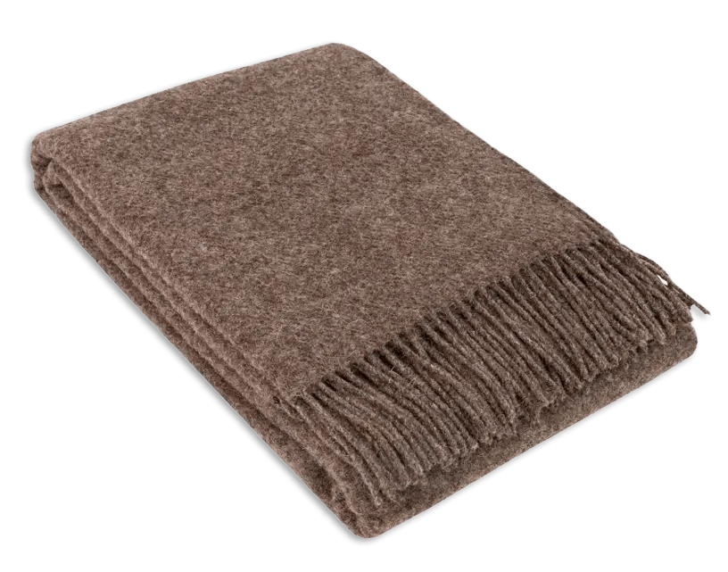Uldplaid i 100% uld - Brun (140x200 cm) Uldplaid Uldplaiden
