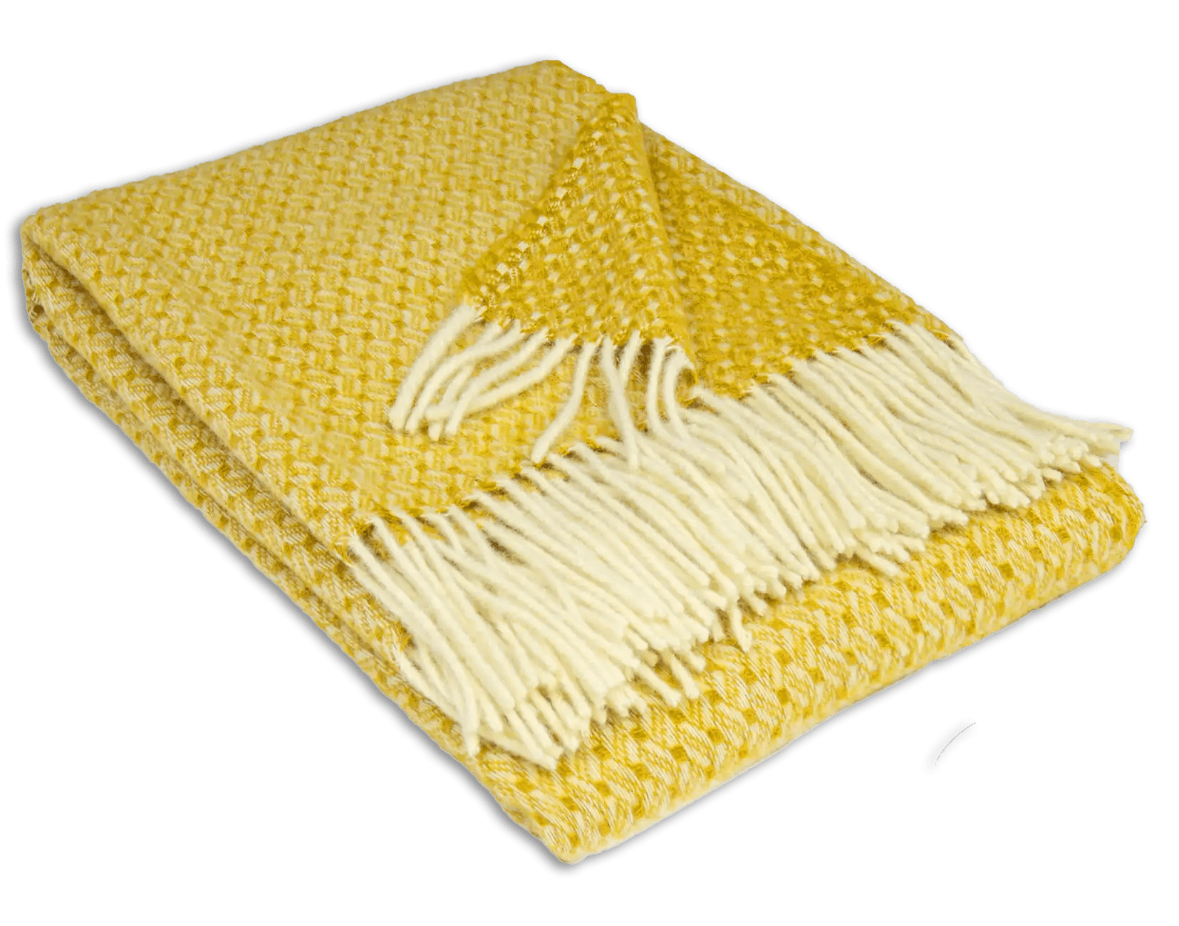 Uldplaid i 100% uld -  Dobbeltsidet mustard melange (140x200 cm) Uldplaid Uldplaiden