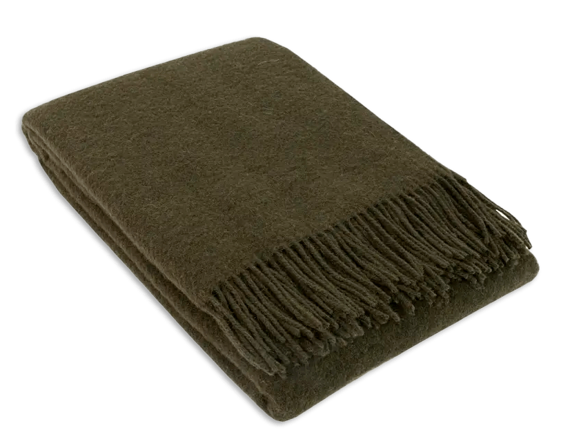 Uldplaid i 100% uld - Khaki grøn (140x200 cm) Uldplaid Uldplaiden