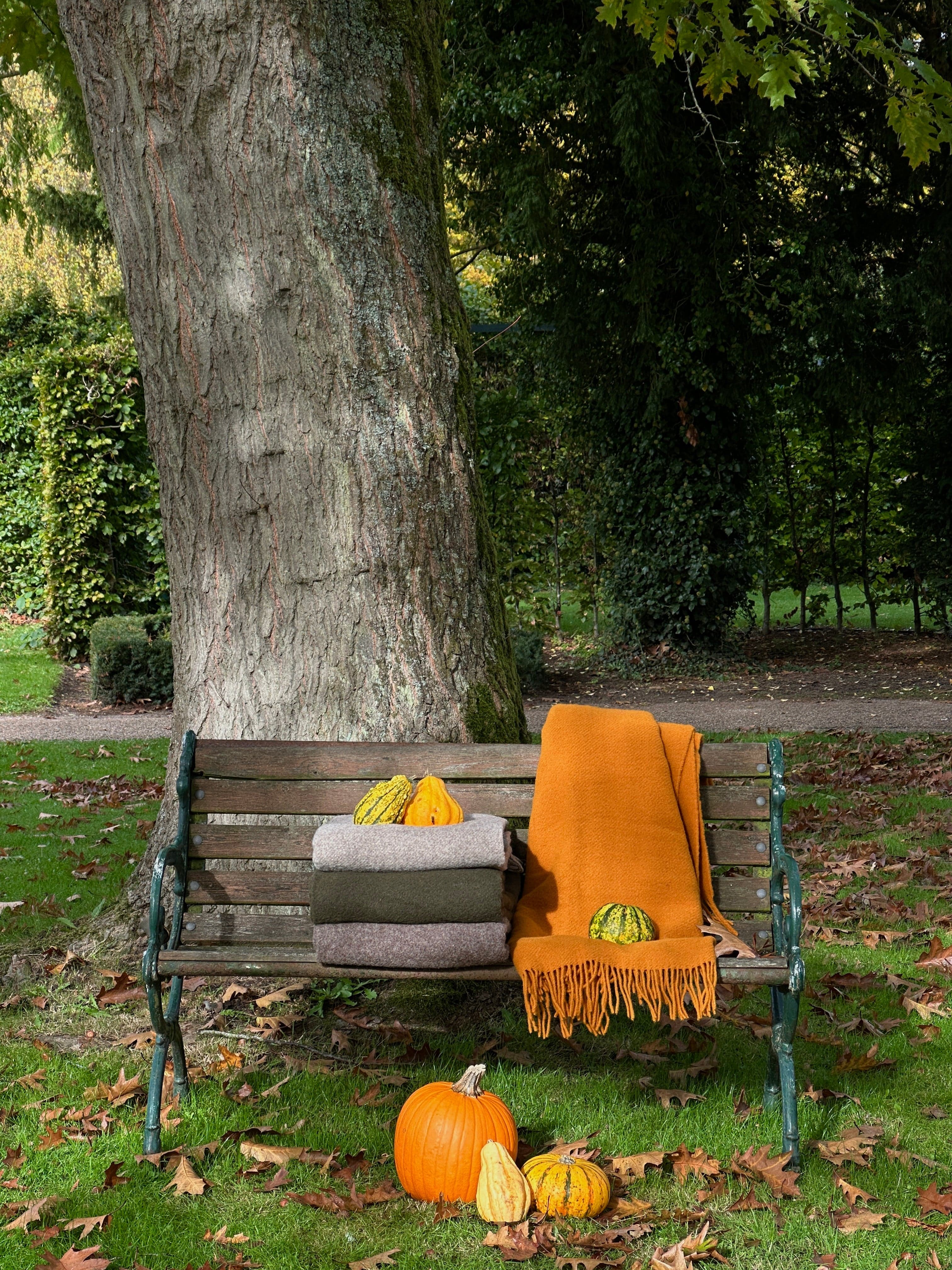 Uldplaid i 100% uld - Khaki grøn (140x200 cm) Uldplaid Uldplaiden