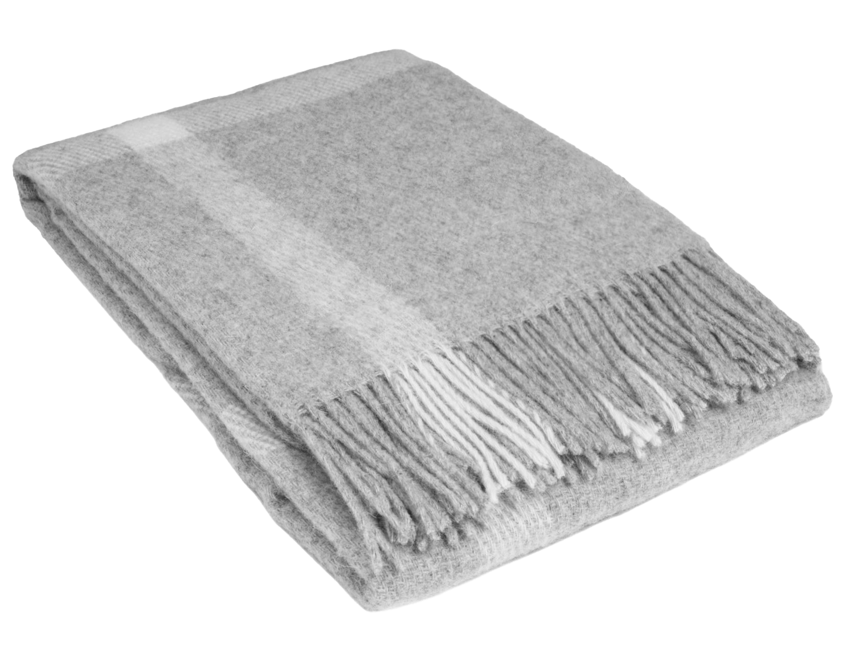 Uldplaid i 100% uld - Lysegrå m. Striber/tern (140x200 cm) Uldplaid Uldplaiden