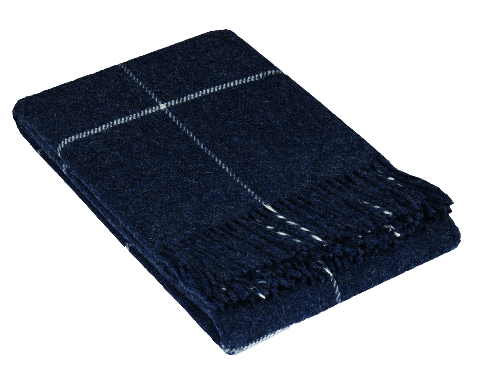 Uldplaid i 100% uld - Marineblå Melange m. Tern (140x200 cm) Uldplaid Uldplaiden