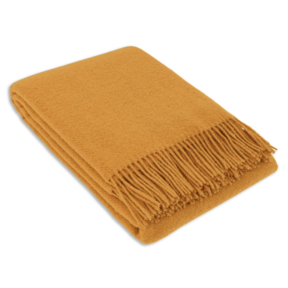 Uldplaid i 100% uld - Mustard (140x200 cm) Uldplaid Uldplaiden