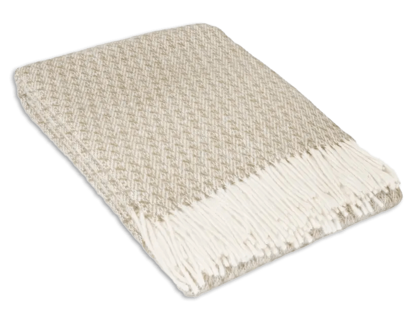 Uldplaid i 100% uld - Natur m. møsnter (140x200 cm) Uldplaid Uldplaiden