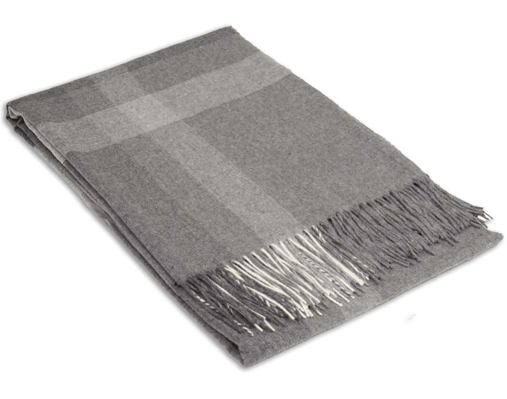 Uldplaid i 20% Merinould - Mørkegrå m. striber (140x200 cm) Uldplaid Uldplaiden