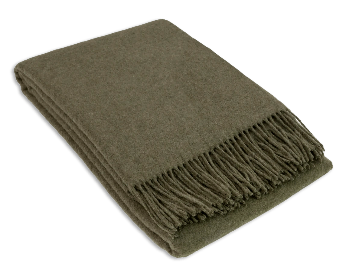 Uldplaid i Merinould - Khaki (140x200 cm) Uldplaid Uldplaiden