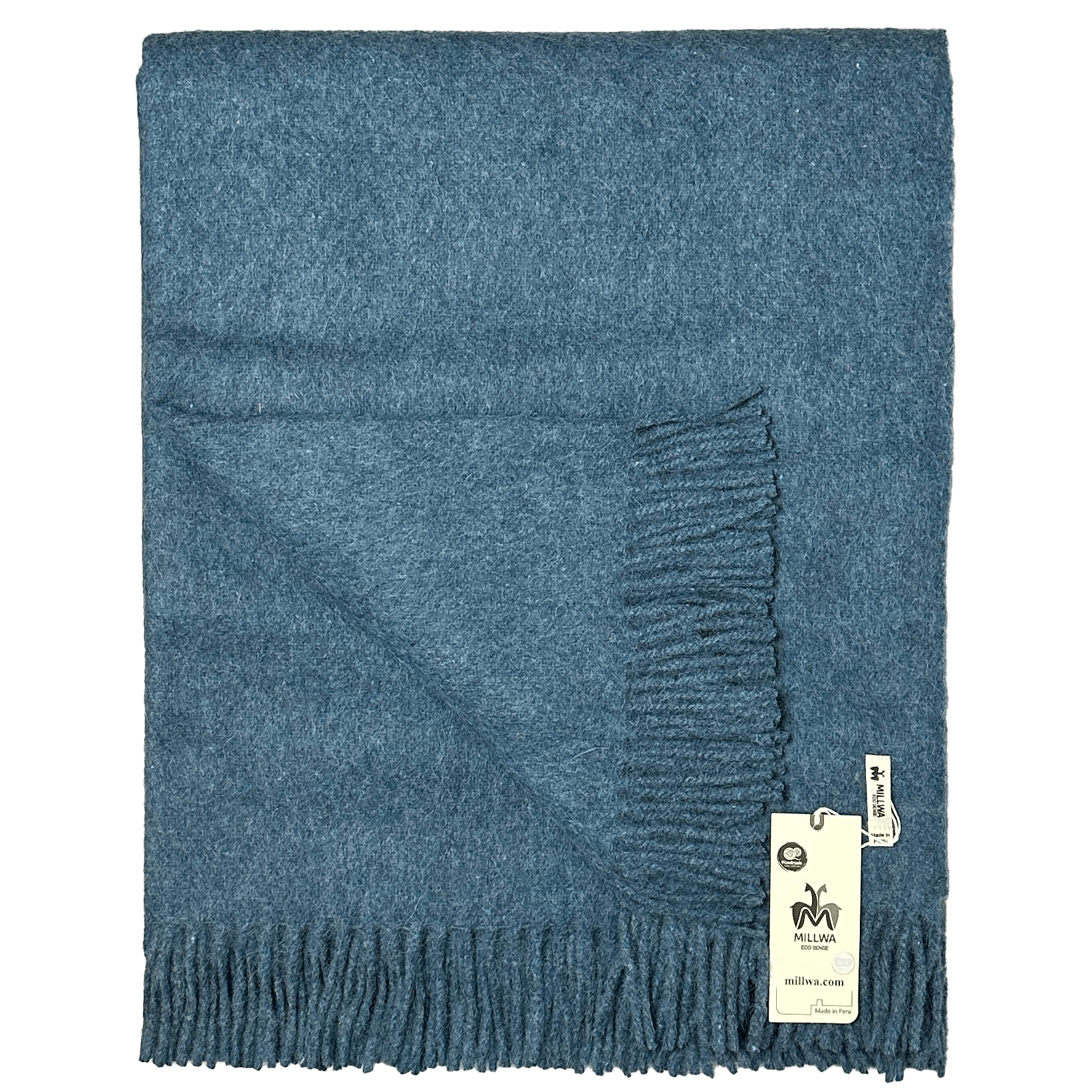 Uldplaid i recycled alpaca uld - Blå (160x200 cm) Uldplaid Uldplaiden