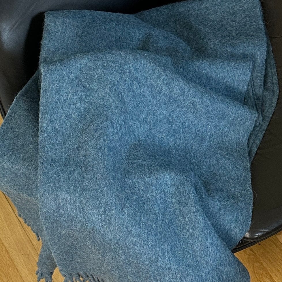Uldplaid i recycled alpaca uld - Blå (160x200 cm) Uldplaid Uldplaiden