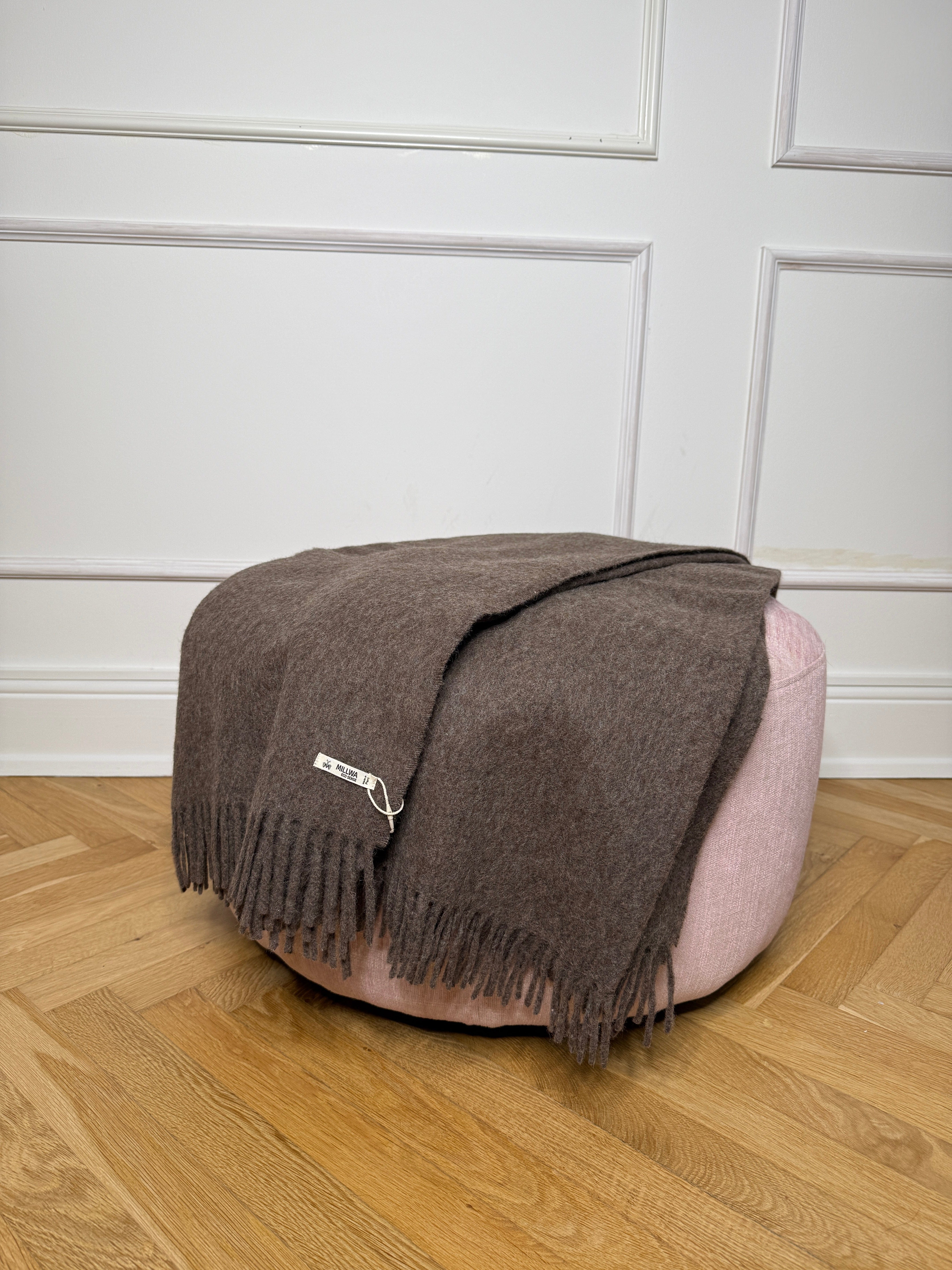 Uldplaid i recycled alpaca uld - Brun Uldplaid Uldplaiden